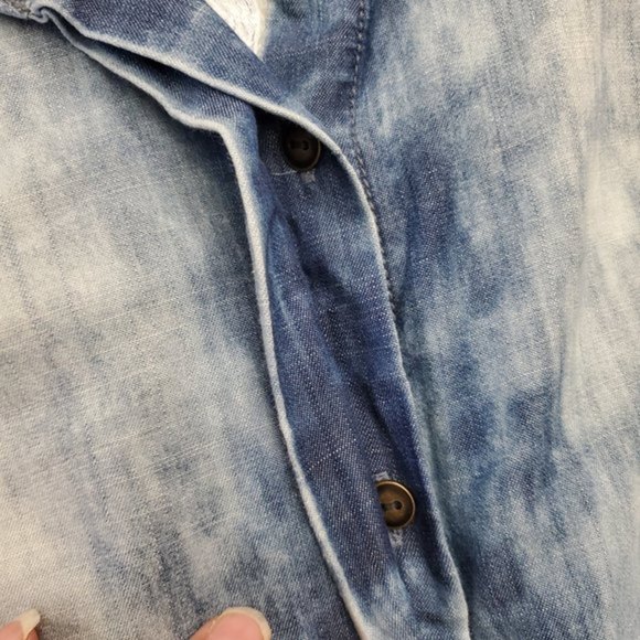 𝅺Life in Progress LARGE Urban Outfitters Blue Acid Wash Shirt dress Boho Belted - Picture 7 of 12